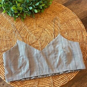 Zara Black & White Plaid Spaghetti Strap Crop Top